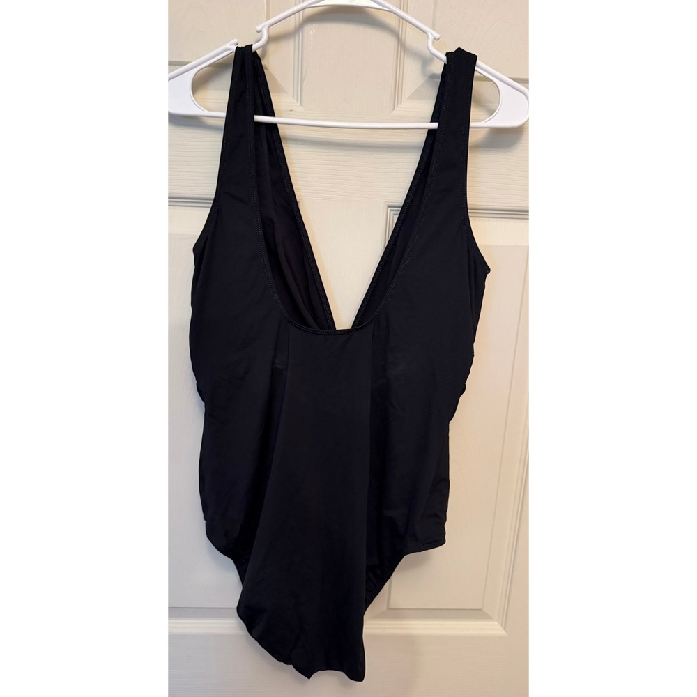 Ralph Lauren Women's Deep V-neck Black One Piece Swimsuit Sz 14 - Picture 4 of 8